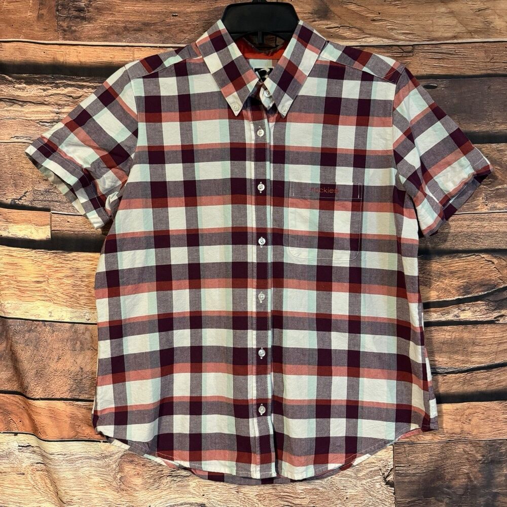 Vintage Rockies Shirt Womens Large Plaid Cotton Short Sleeve Western Miller Int